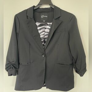 GUESS Women's Casual Blazer  Lining Zebra Print Black 3/4 Sleeve  Size XL/TG